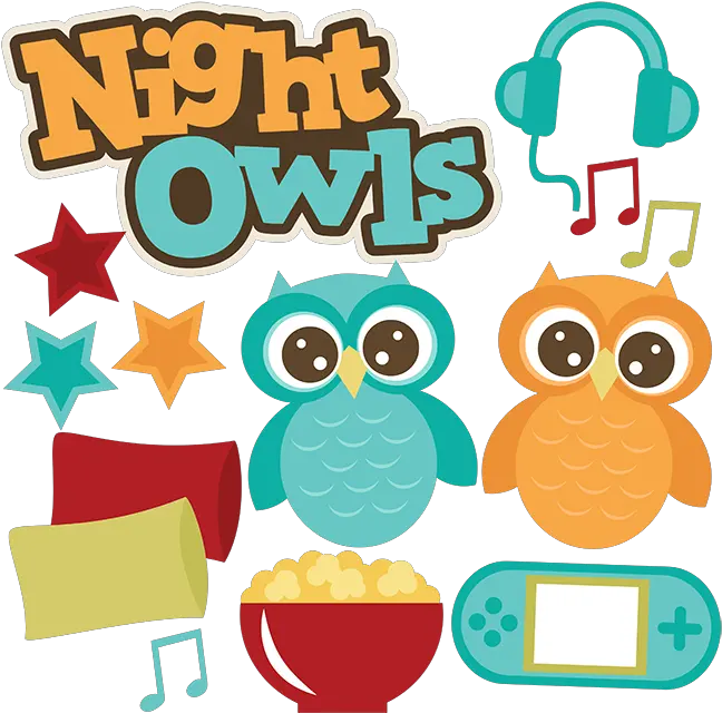 Night Owls Svg Files Sleepover Popcorn File Clipart Sleepover Png Night Owl Icon