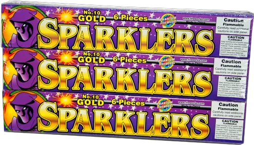 Novelties Sparklers 10 Gold Sparkler 6 Pieces Per Box Phantom Fireworks Png Sparklers Png