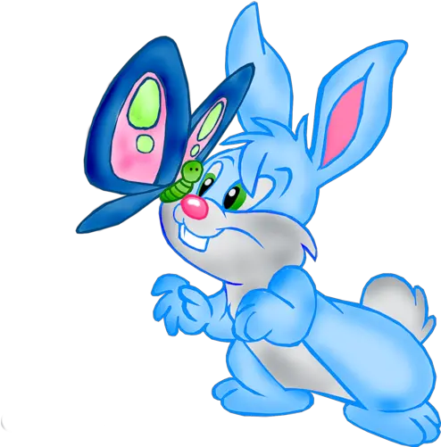 Rabbit With Blue Butterfly Png Picture Cartoon Clip Art Butterfly And Rabbit Clipart Hybrid Blue Butterfly Png