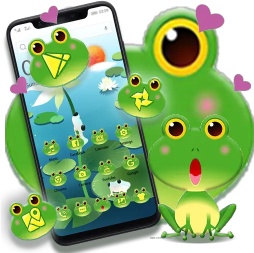 Green Cartoon Frog Big Eyes Wallpaper U0026 Icon Pack Apk 112 Smartphone Png Green Icon Pack